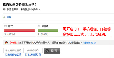 支持多种验证功能防范刷票